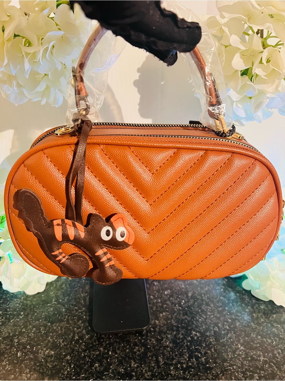 Quilted Oval Crossbody/Handle Bag W/Bag Charm NWT